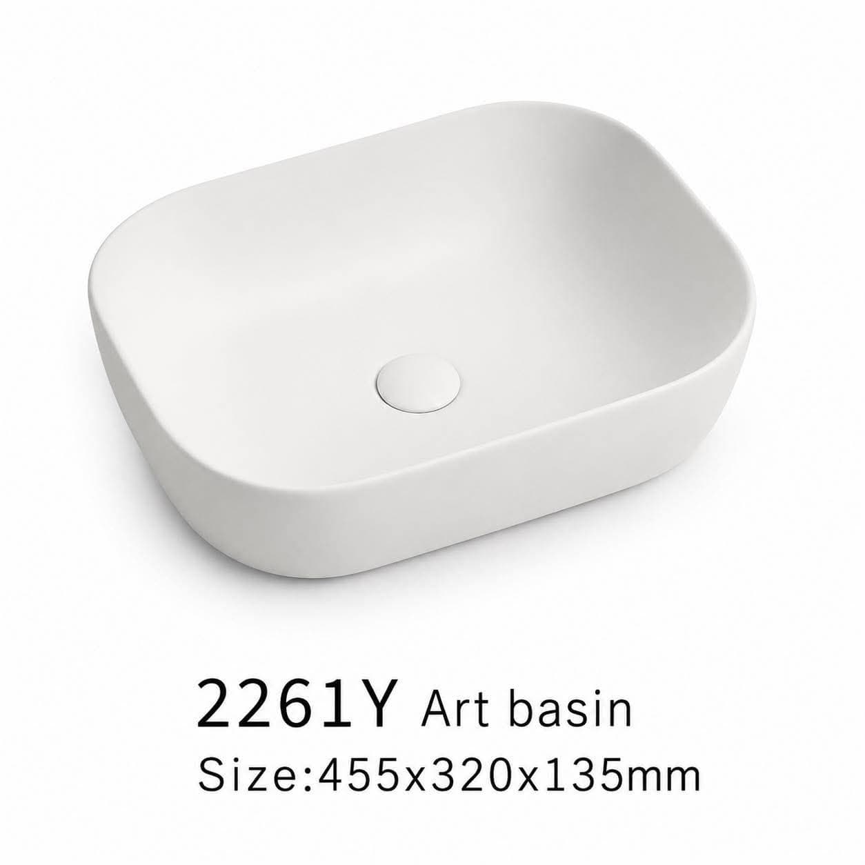 2261Y matte white rectangular art basin