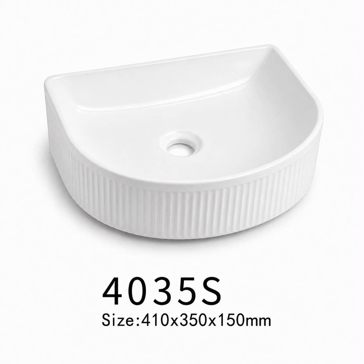 4035S fluted white ceramic basin