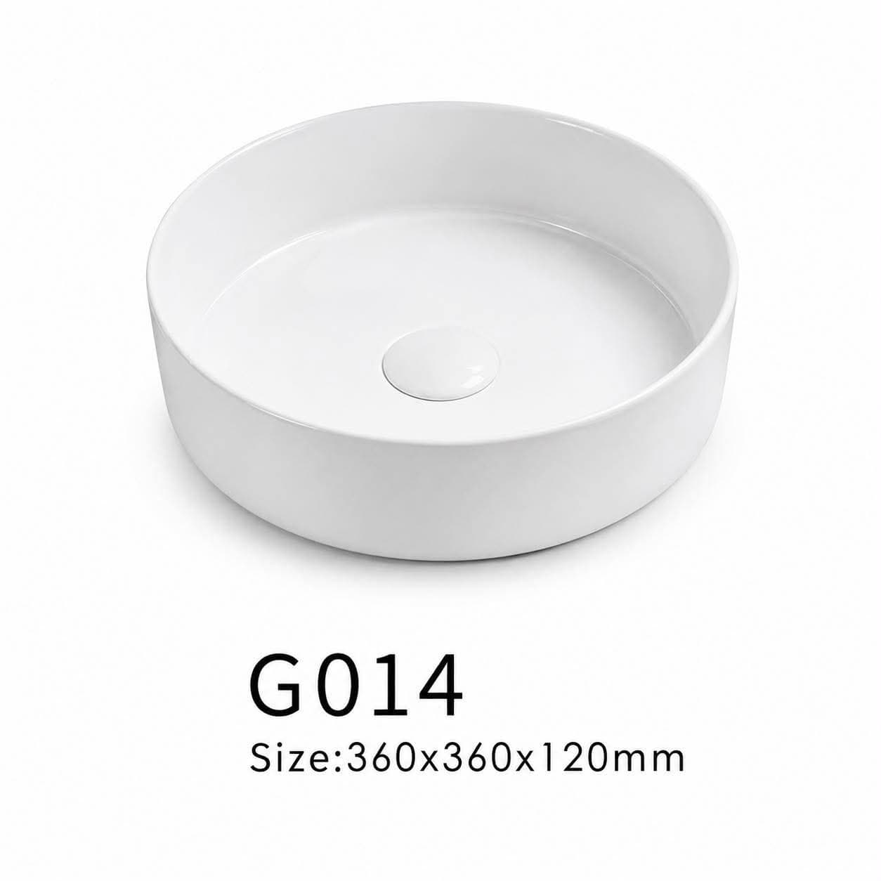 G014 glossy white round countertop basin