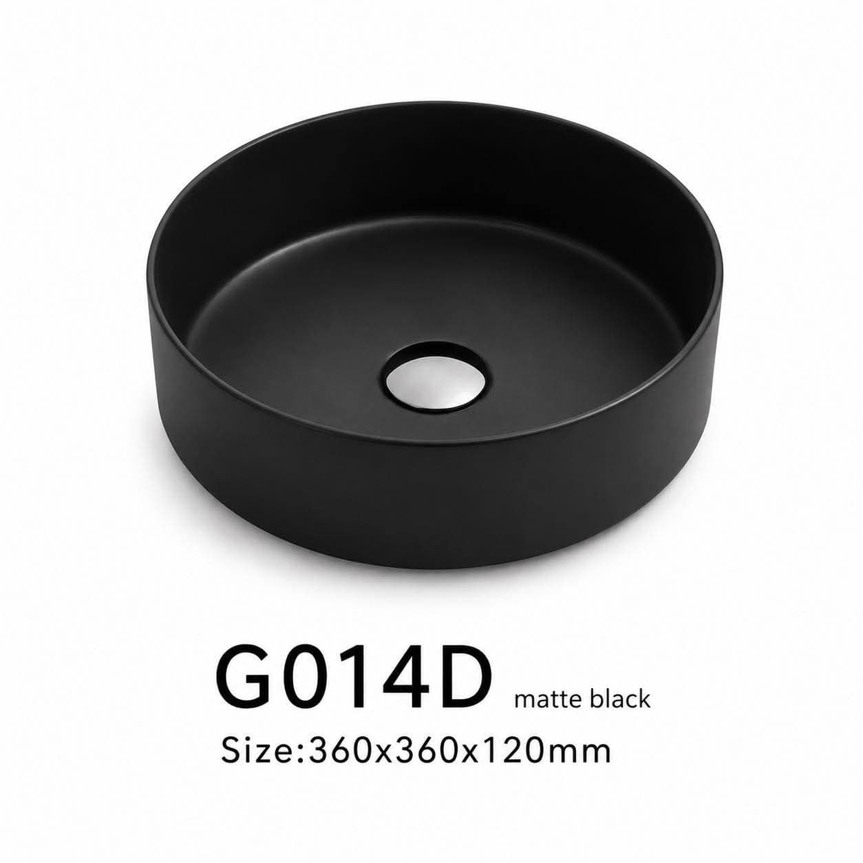 G014D matte black round vessel basin